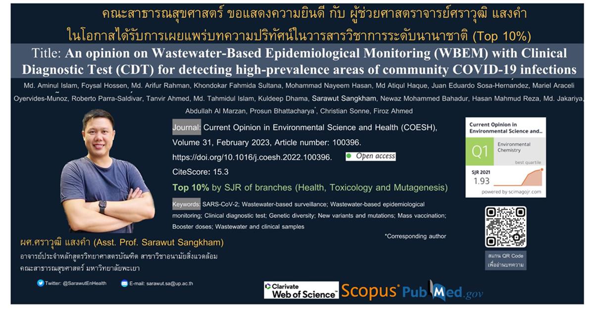 ขอแสดงความยินดี กับผู้ช่วยศาสตราจารย์ศราวุฒิ แสงคำ ที่ได้รับการตีพิมพ์ผลงานในระดับนานาชาติ